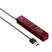 サンワサプライ　磁石付き7ポートUSB2.0ハブ（レッド）