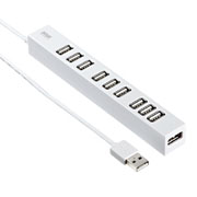 サンワサプライ　磁石付き10ポートUSB2.0ハブ（ホワイト）